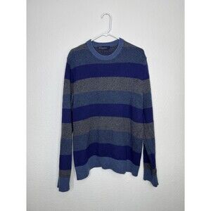 Gap Men’s Striped Lambswool Blend Crew Neck Herringbone Sweater Sz L Academia